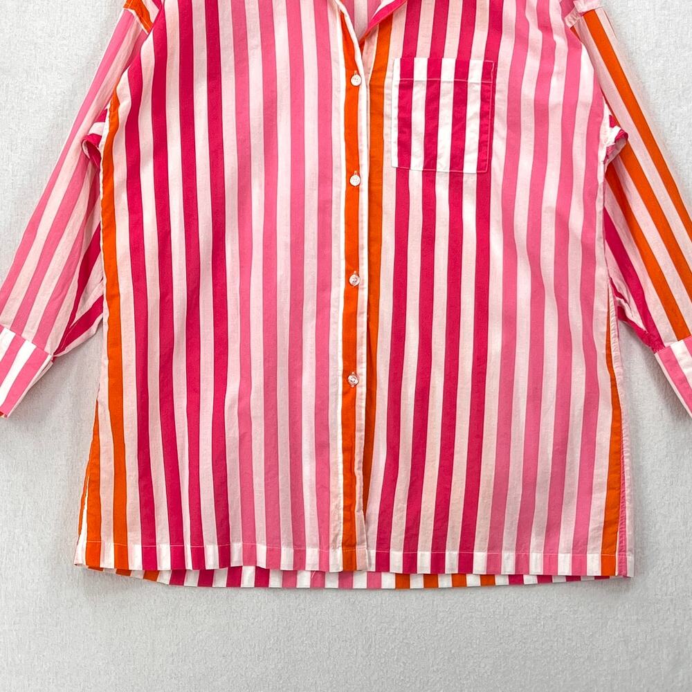 BEACH RIOT Alexa Sunset Stripes Button Down Shirt Womens Small Medium Pink White - Picture 7 of 13
